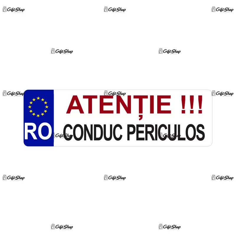 Atentie conduc periculos, indicator masina, dimensiune 200x60 mm